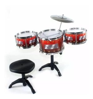 Bateria Musical Infantil Com 3 Tambores+ Banqueta | Instrumento Musical Brinquedos Instrumento Musical