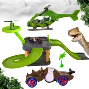 Brinquedo Pista Dinossauro Carro Helicóptero Menino Presente | Pistas e Autoramas Brinquedos Pistas e Autoramas