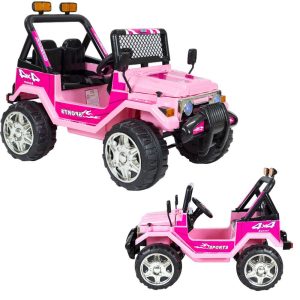 Carro Carrinho Elétrico Infantil Motorizado Criança Mini Jipe Bateria 12V Bivolt 2 Lugares Com Controle Remoto Mp3 Usb Rosa | Mini Veículos Brinquedos Mini Veículos