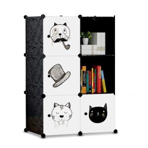 Guarda Roupa Infantil Completo Gatos Com Armario Modular Brinquedos Estante 6 Módulos Decorativo Nichos | Organizador de Brinquedos Brinquedos Organizador de Brinquedos