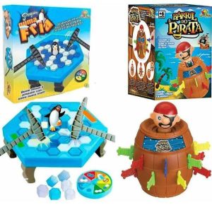 Kit 2 Jogos Barril Do Pirata + Derruba Pinguim Infantil | Brincadeiras de Faz de Conta Brincadeiras de Faz de Conta Brincadeiras de Faz de Conta