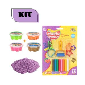 Kit Areia Mágica Colorida + Massinha Modelar + Lembrancinha | Massinha Brinquedos Massinha