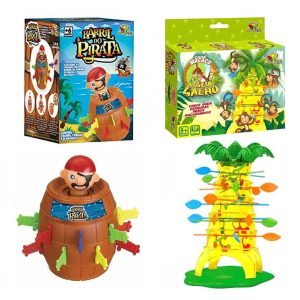 Kit Jogo Pula Pirata Barril + Jogo Pula Macaco No Seu Galho | Jogos Brinquedos Jogos