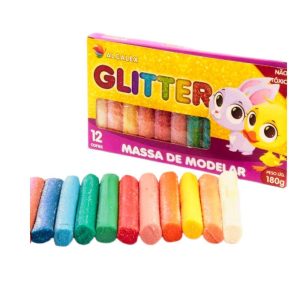 Massinha De Modelar C/Glitter 12 Cores 180G Infantil Color | Massinha Brinquedos Massinha