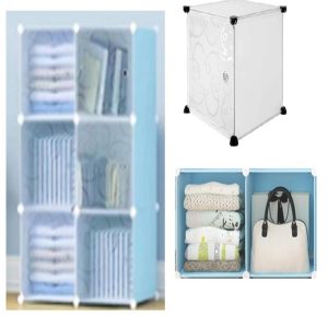 Organizador Azul 6 Portas Guarda Roupa E Brinquedos Estante Modular Desmontavel Versatil | Organizador de Brinquedos Brinquedos Organizador de Brinquedos