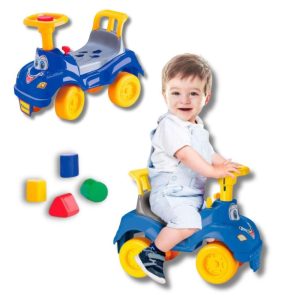 Totokinha Classica Azul Menino Carrinho De Brinquedo Com Blocos Formas Geometrica Triciclo Interativo | Mini Veículos Brinquedos Mini Veículos