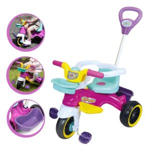 Triciclo Menina Motoca Criança Bebê Com Empurrador E Aro – Brinquedos | Mini Veículos Brinquedos Mini Veículos