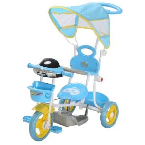 Triciclo Motoca Infantil Passeio Azul Com Empurrador E Cobertura Bw003-A | Mini Veículos Brinquedos Mini Veículos