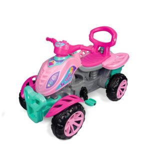 Carrinho A Pedal Quadriciclo Menina Rosa Com Empurrador E Andadador Criança Infantil | Mini Veículos Brinquedos Mini Veículos