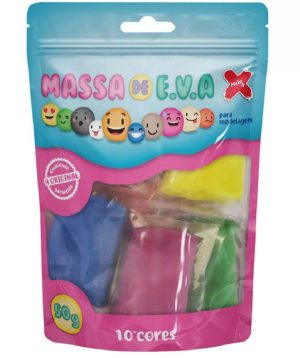 Massa Massinha Eva Colorida 10 Cores P/Artesanato 50G Make+ Não Toxica | Massinha Brinquedos Massinha