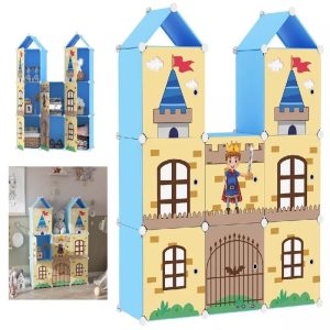 Guarda Roupa Modular Infantil Armario Organizador Menino Decorativo Brinquedos Castelo Estante | Organizador de Brinquedos Brinquedos Organizador de Brinquedos